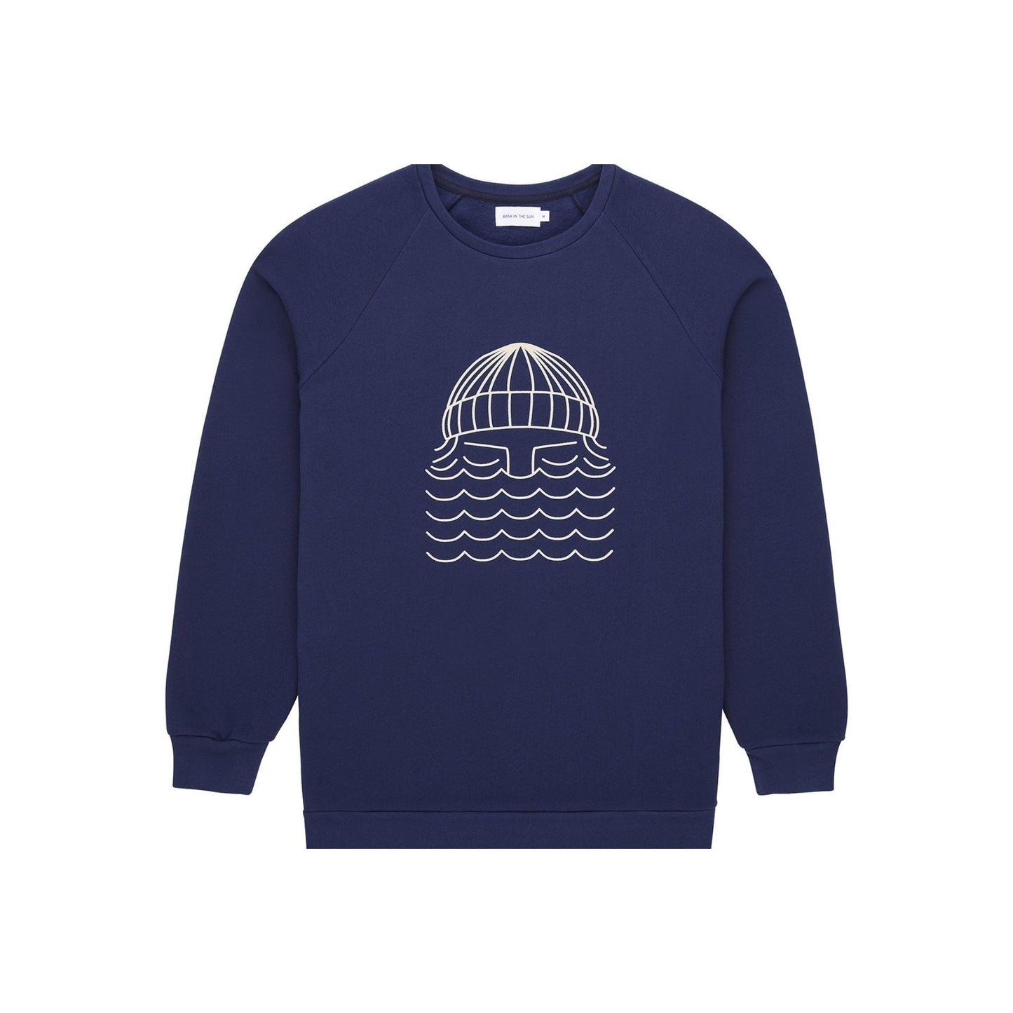 Sweat brodé en coton bio | bleu "navy to the sea sweat"