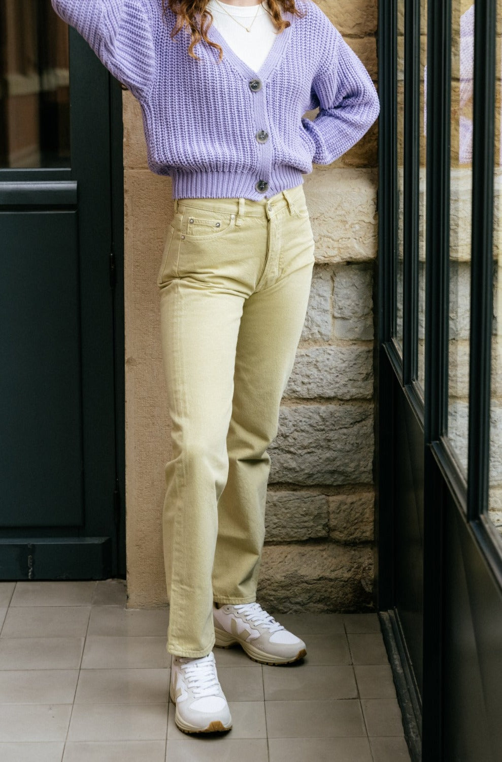 Jean droit vert clair en coton bio - susan jeans sage green