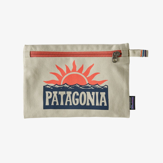 Pochette beige imprimée zippée en coton bio