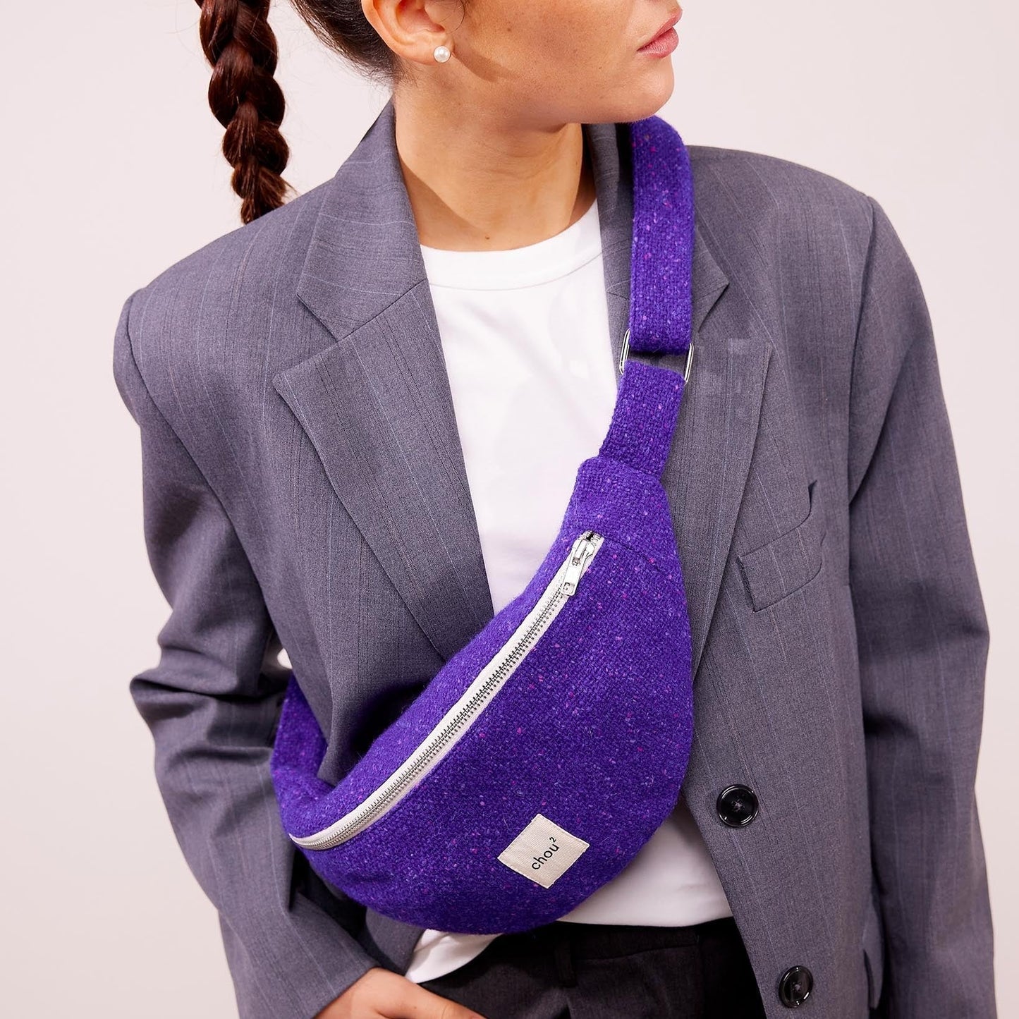 Banane en laine upcyclée | violet "banane en tweed violet - violet"