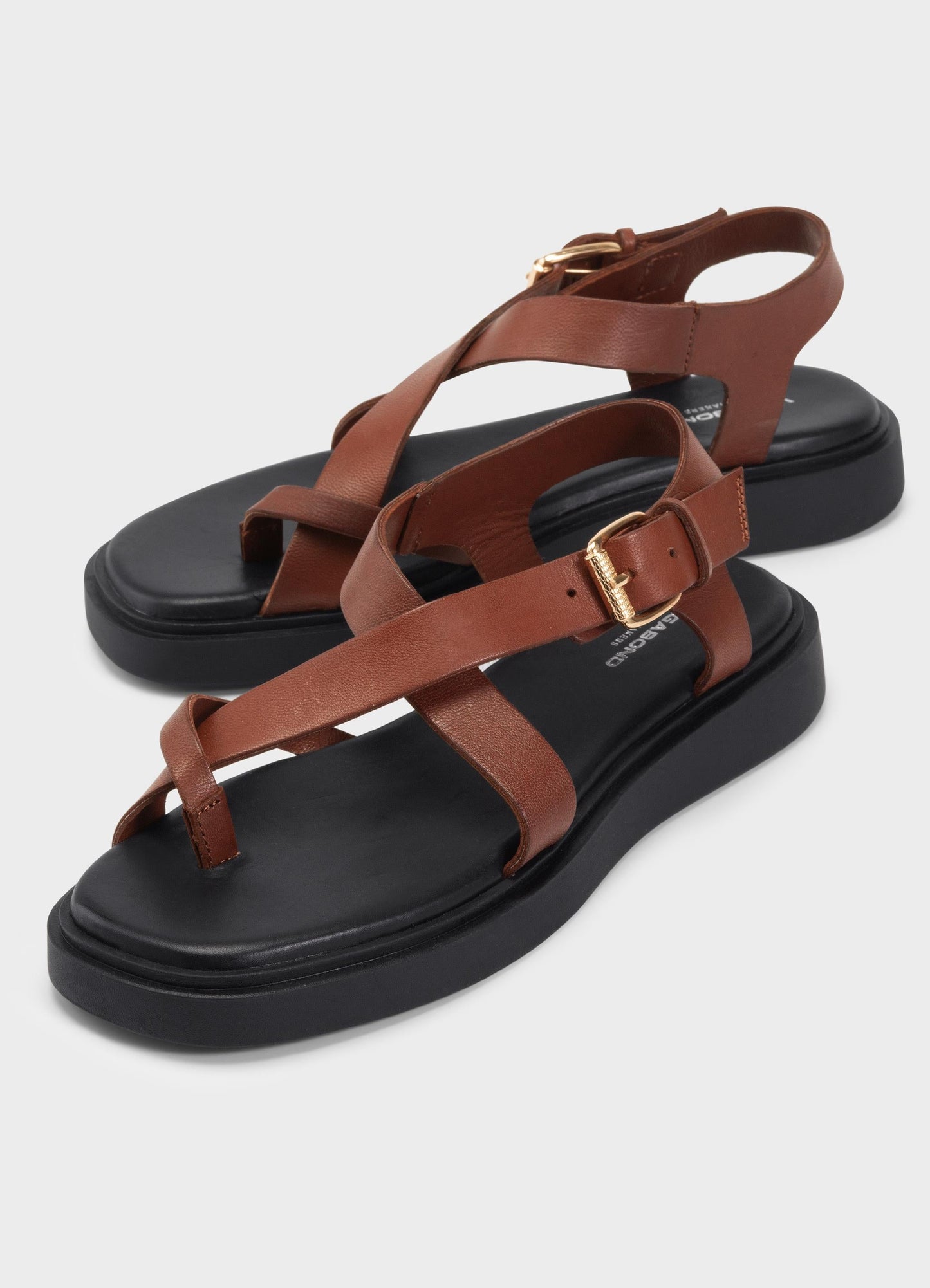 Sandales en cuir sans chrome certifié | marron "connie - cognac"