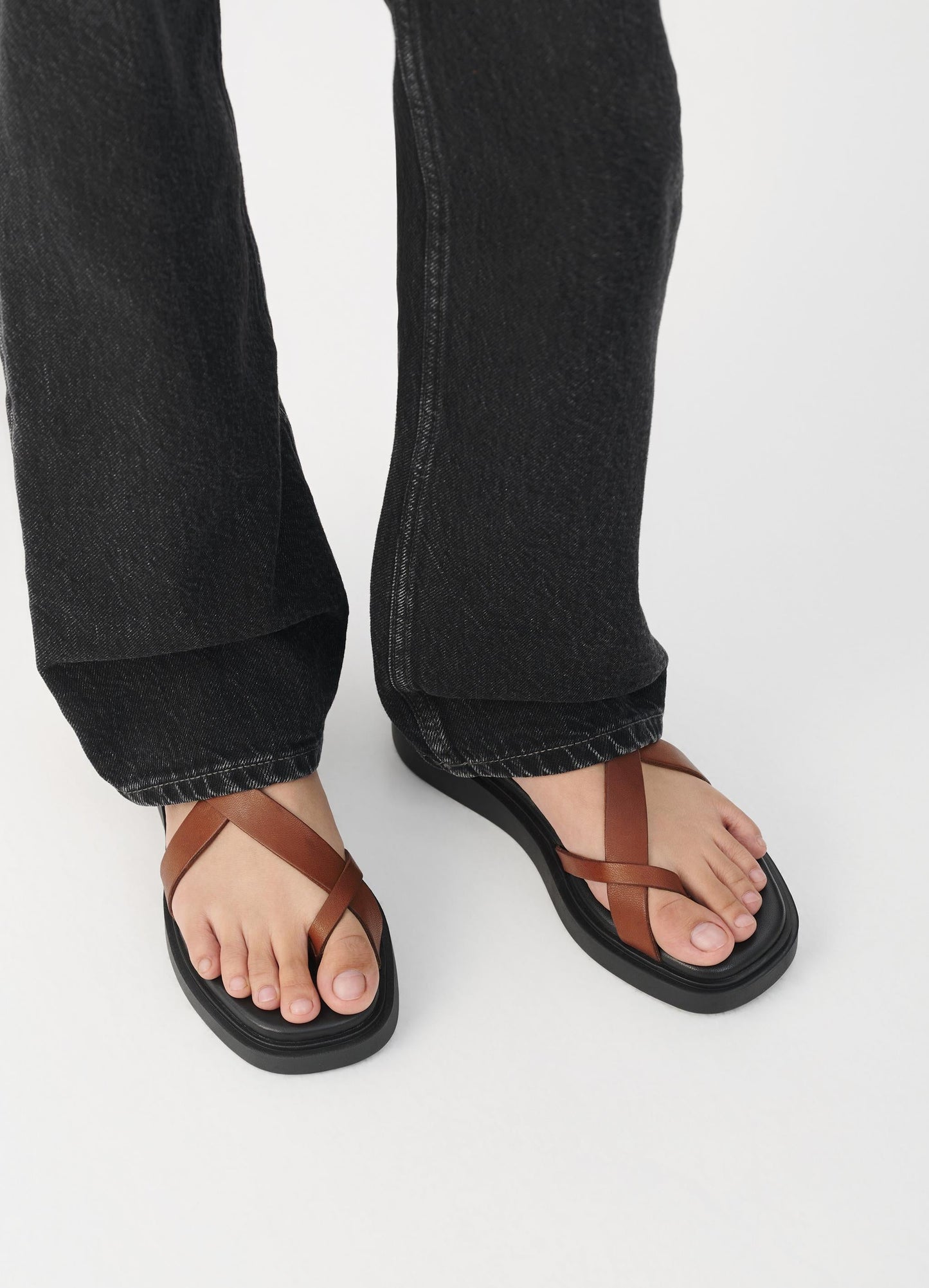 Sandales en cuir sans chrome certifié | marron "connie - cognac"