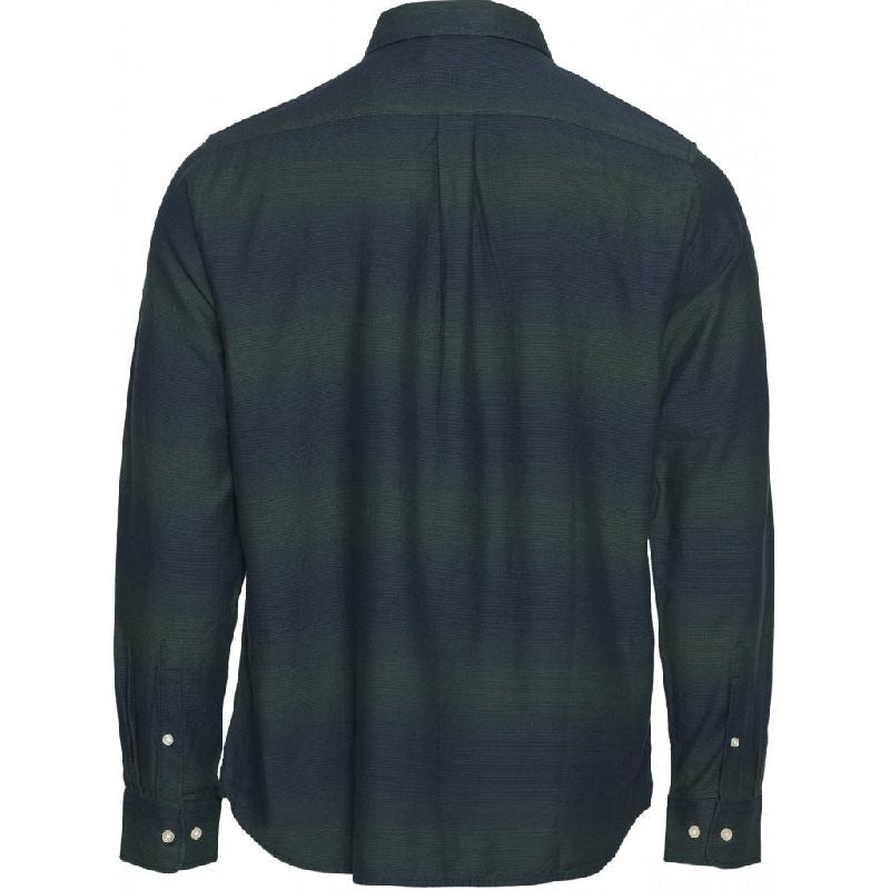 Chemise rayée vert et marine en coton bio - elder