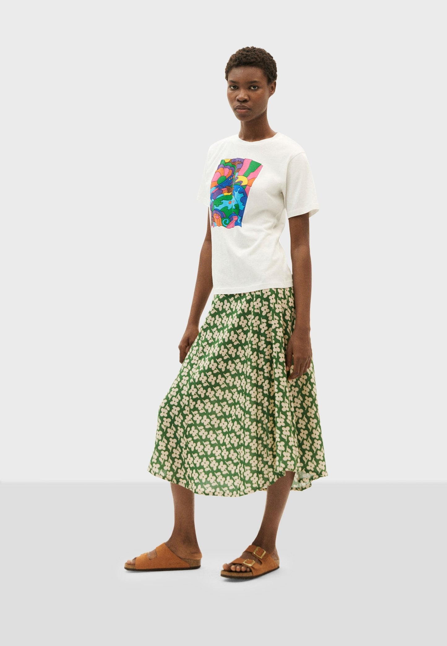 T-shirt imprimé abstrait en coton bio | blanc "we love you t-shirt snow white"