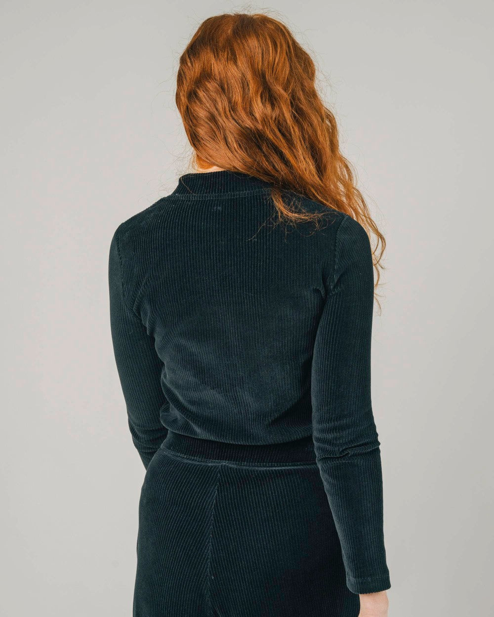 Top manches longues noir velours en coton bio - corduroy perkins tee black