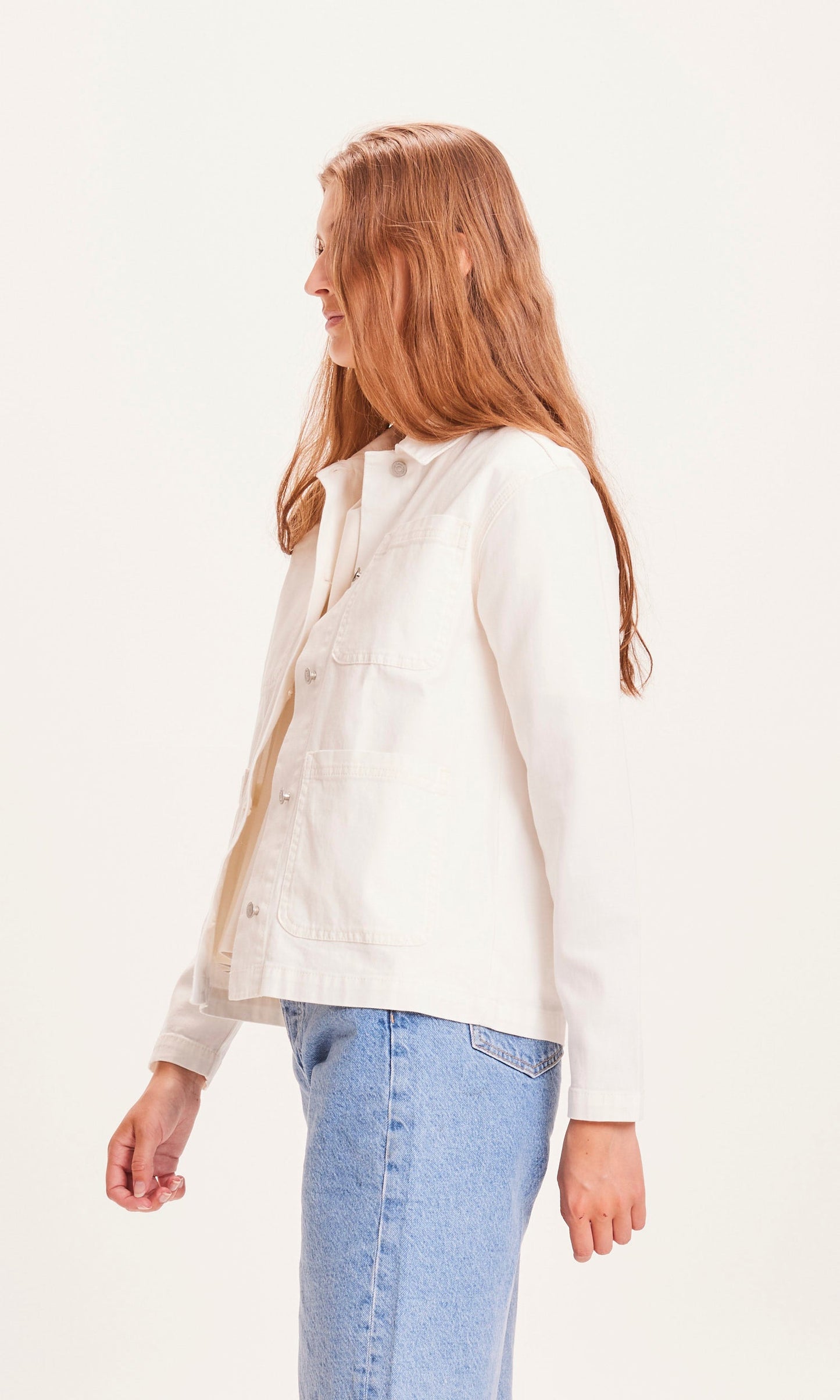 Veste blanche en coton biologique - CALANTHA workwear jacket star white
