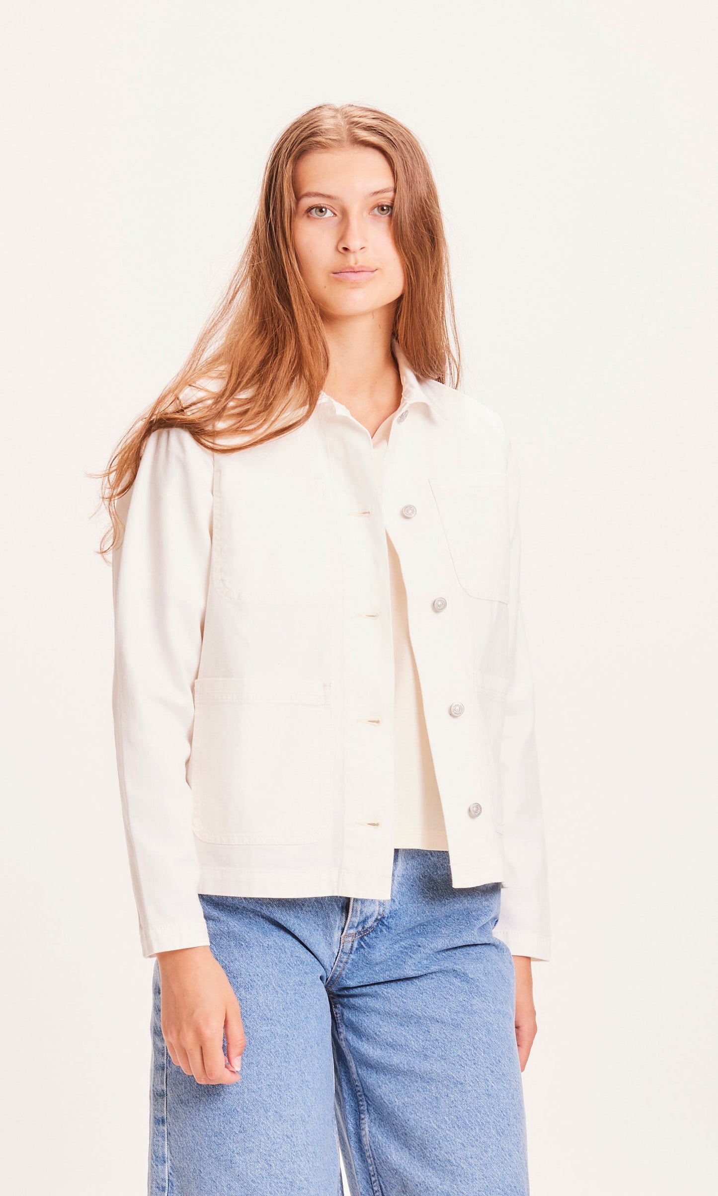 Veste blanche en coton biologique - CALANTHA workwear jacket star white