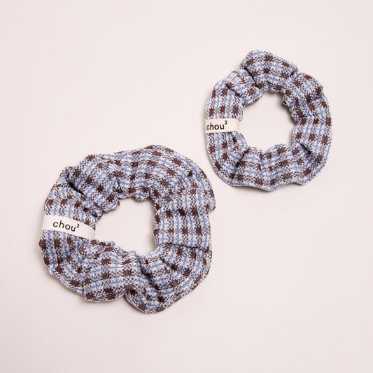 Chouchou upcyclé | marron et bleu