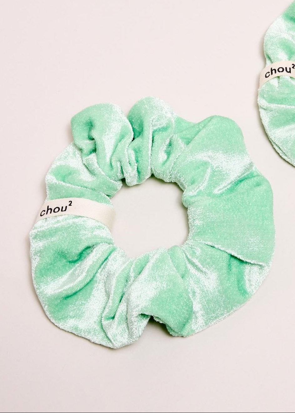 Chouchou upcyclé | vert "chouchou en velours vert acidule - vert"