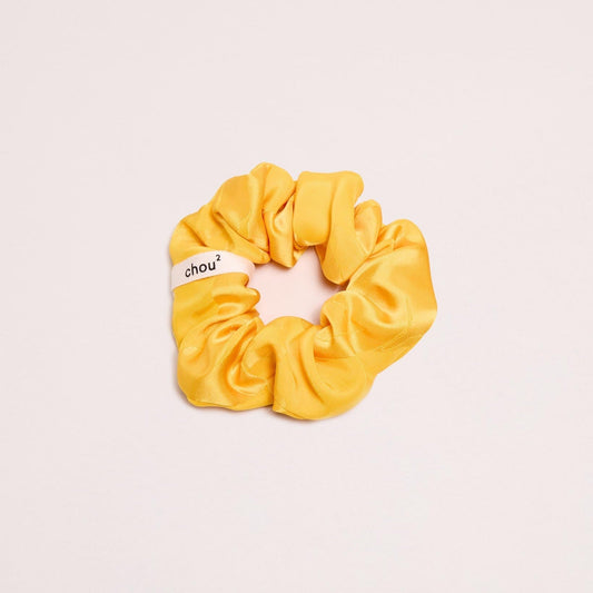 chouchou en matière upcyclée | satin jaune