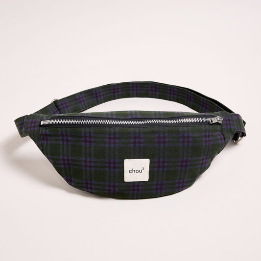 Banane en matière upcyclée |  tartan vert & violet