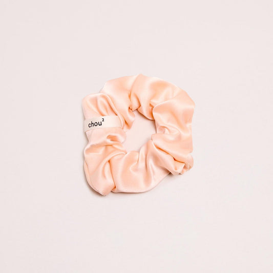 Chouchou en en matière upcyclée | satin abricot