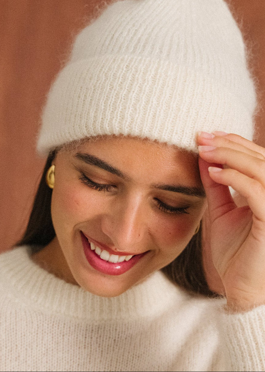 Bonnet en mohair certifié | écru "Nina"