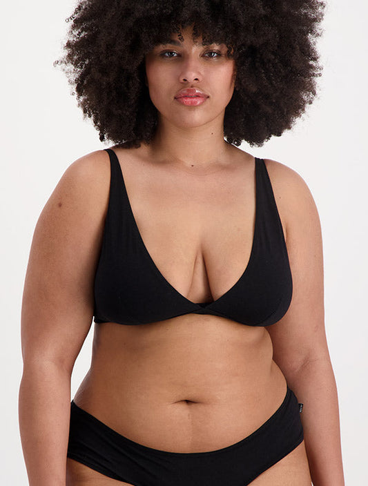 Soutien gorge triangle en coton bio | noir "linn noir ebène"