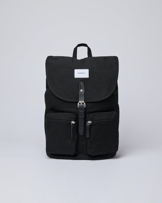 Sac à dos en coton bio et matière recyclée | noir "Roald black"