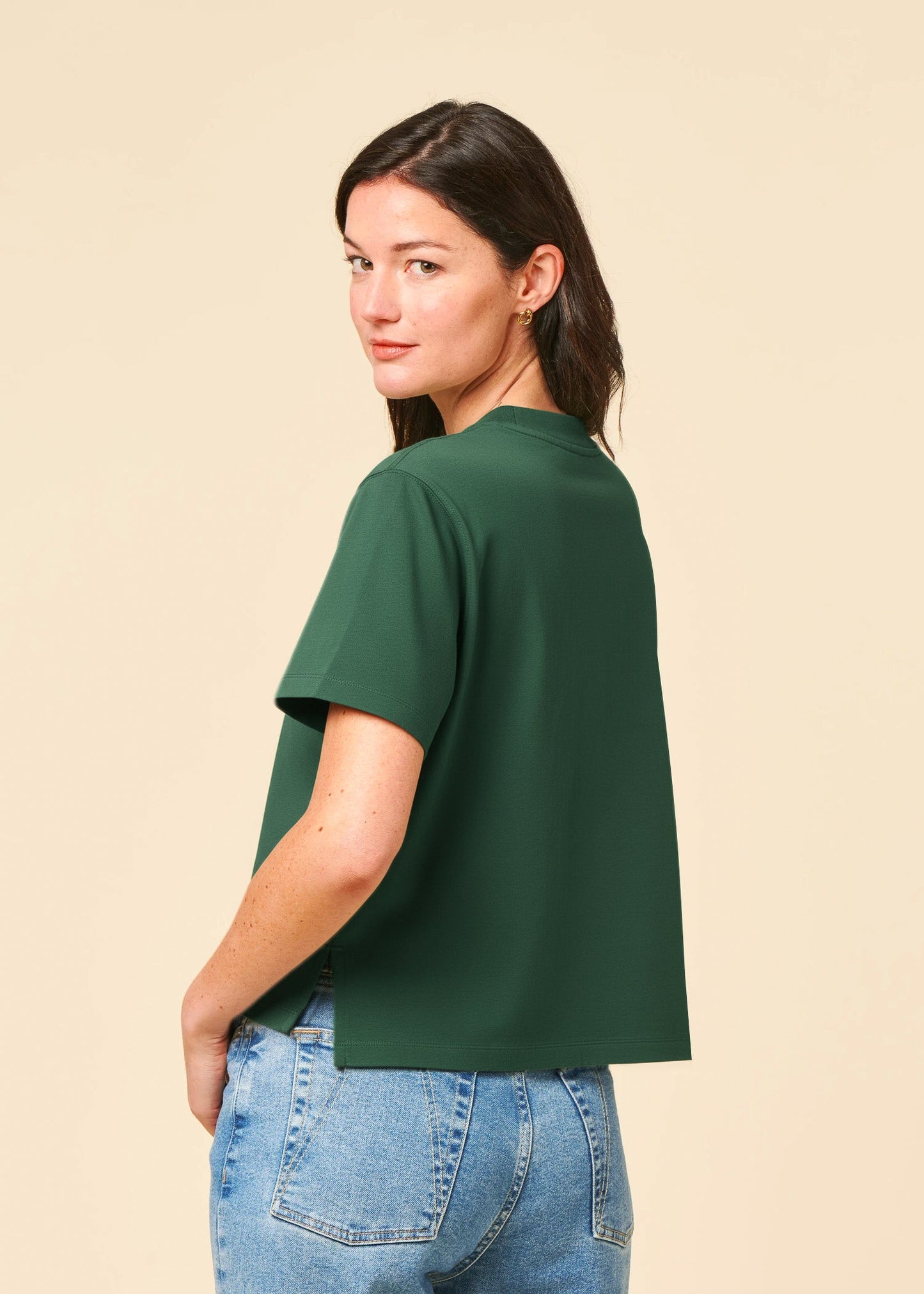 T-shirt boxy en coton bio | vert forêt