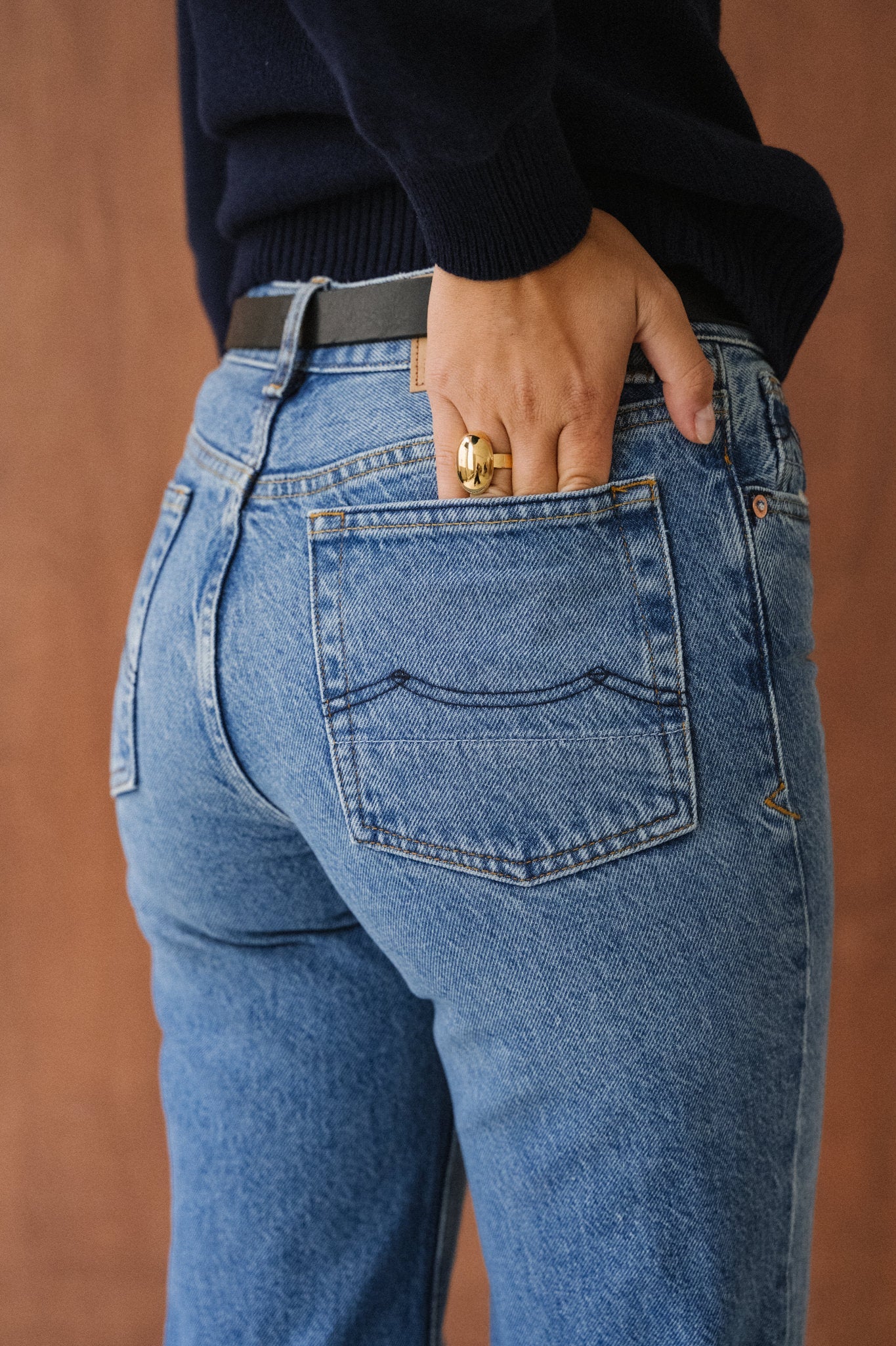 Jean évasé en coton recyclé | bleu "jane - rechange mid worn"