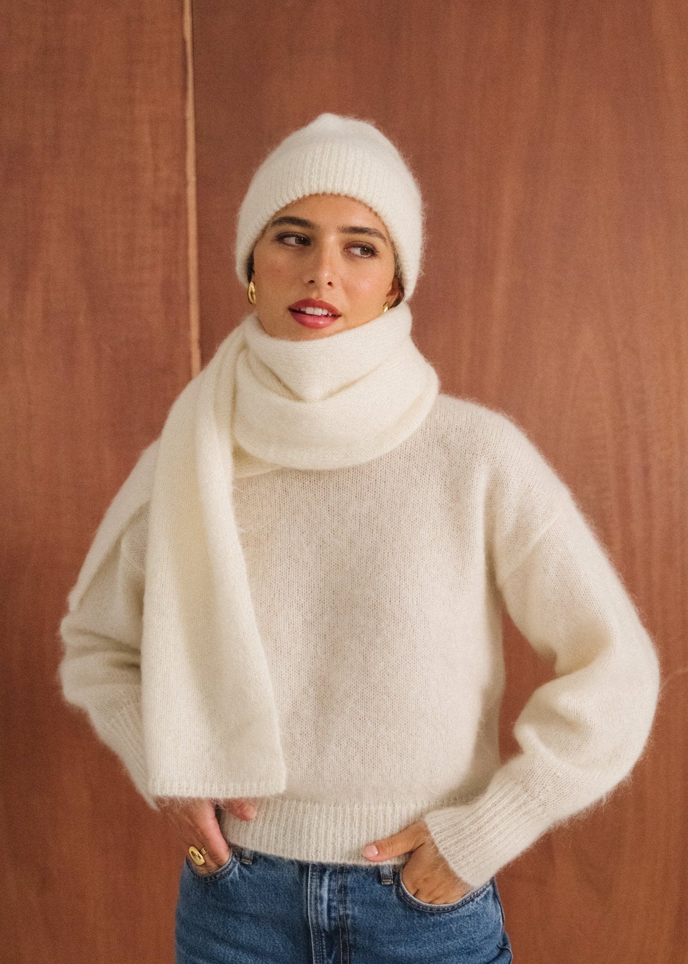Echarpe en mohair certifié | écru "Éléanore"