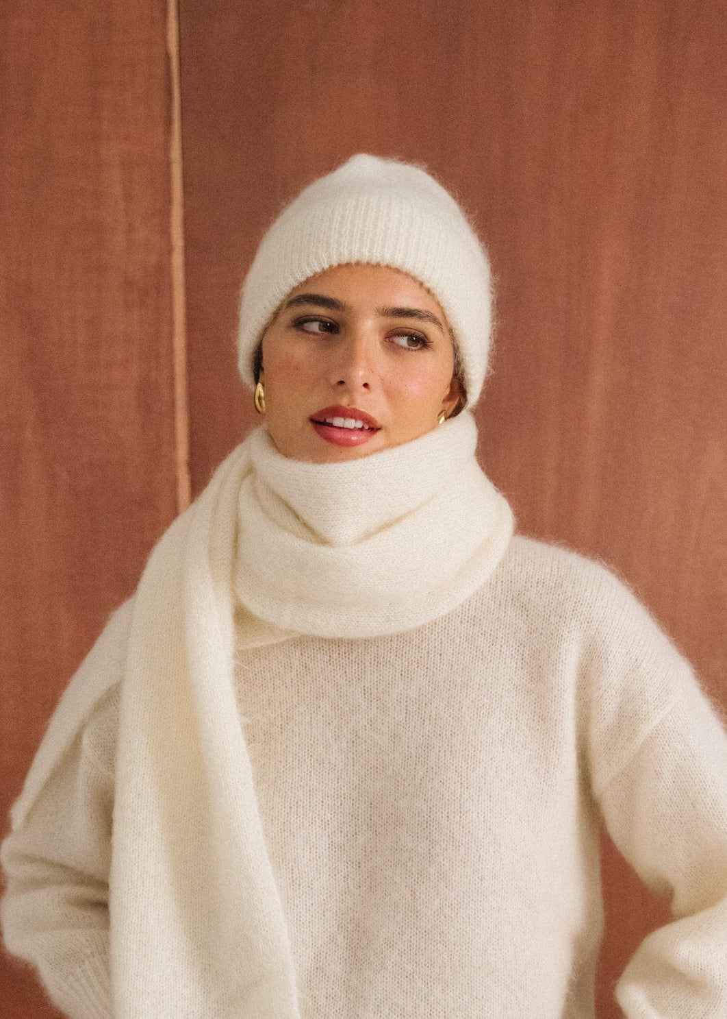 Bonnet en mohair certifié | écru "Nina"