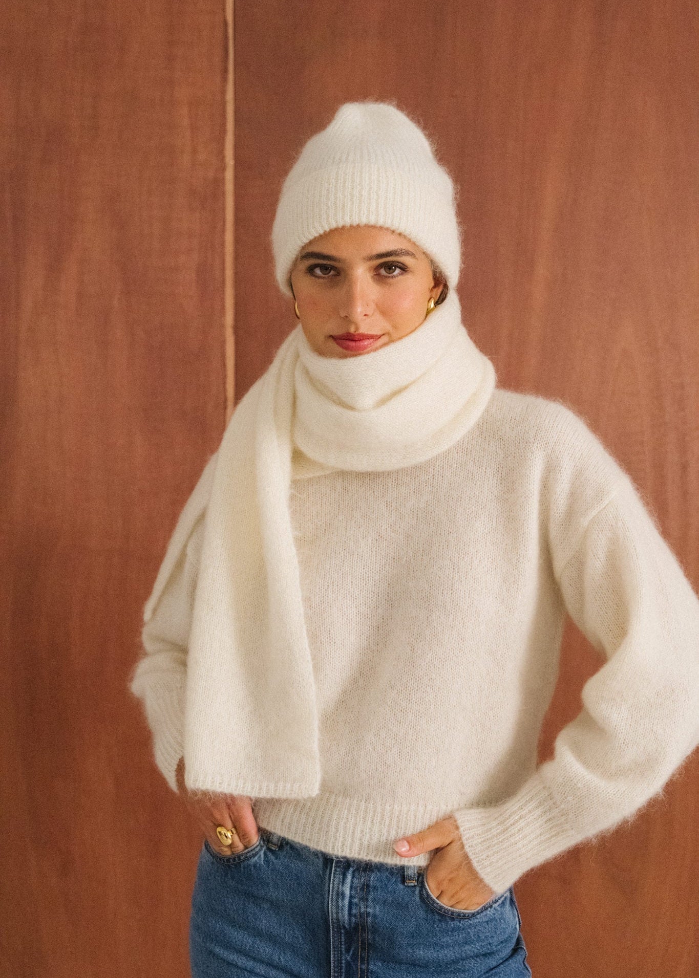 Echarpe en mohair certifié | écru "Éléanore"