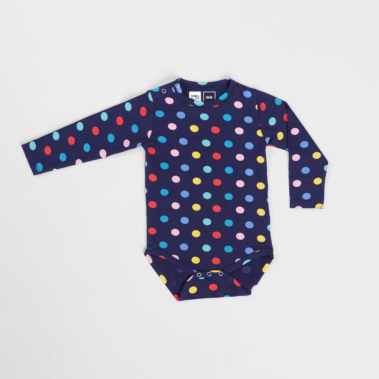 Body marine à motifs en coton bio - vimmerby color dots navy black iris
