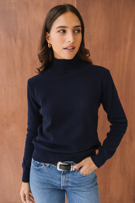 Pull en cachemire recyclé | marine "ada - blu mora"