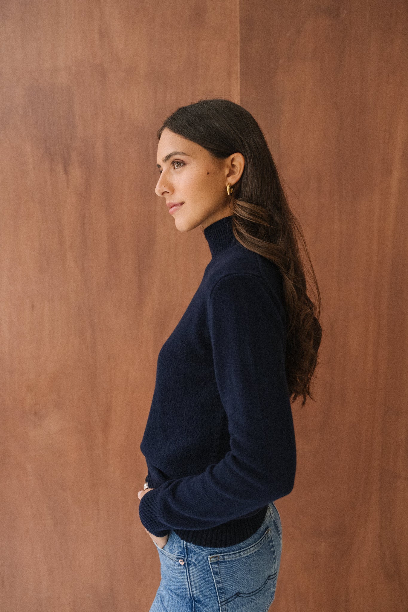 Pull en cachemire recyclé | marine "ada - blu mora"