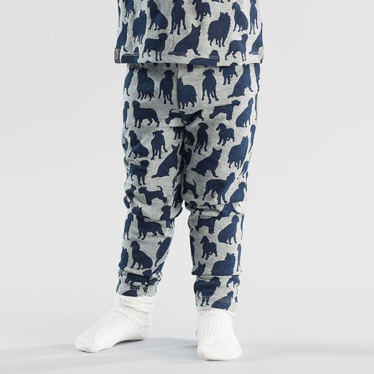 Legging gris à motifs en coton bio - lummelunda dog shapes grey melange