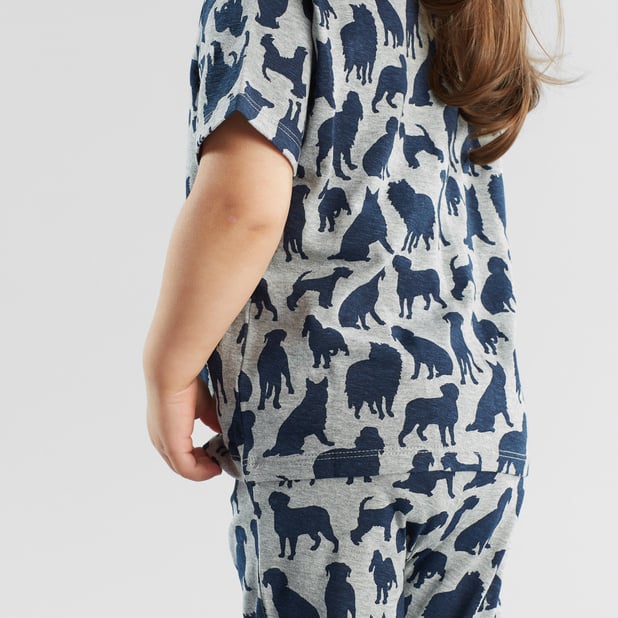 Legging gris à motifs en coton bio - lummelunda dog shapes grey melange