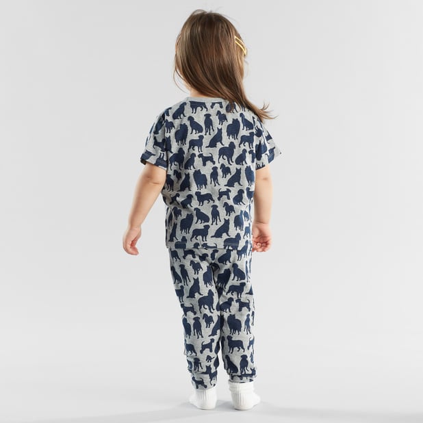 Legging gris à motifs en coton bio - lummelunda dog shapes grey melange