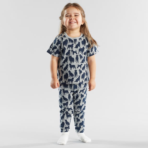 Legging gris à motifs en coton bio - lummelunda dog shapes grey melange