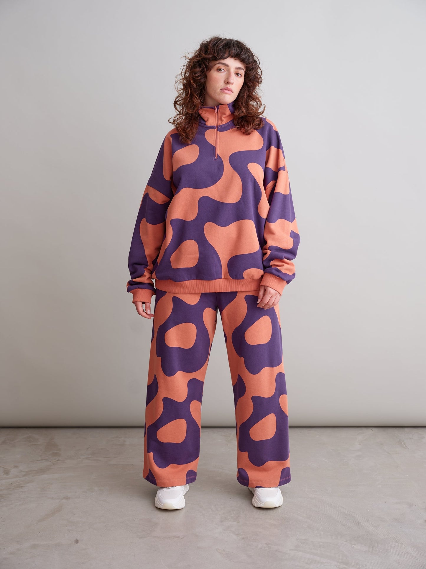 Sweat col zippé en coton bio | multicolore "swirl sweatpants""