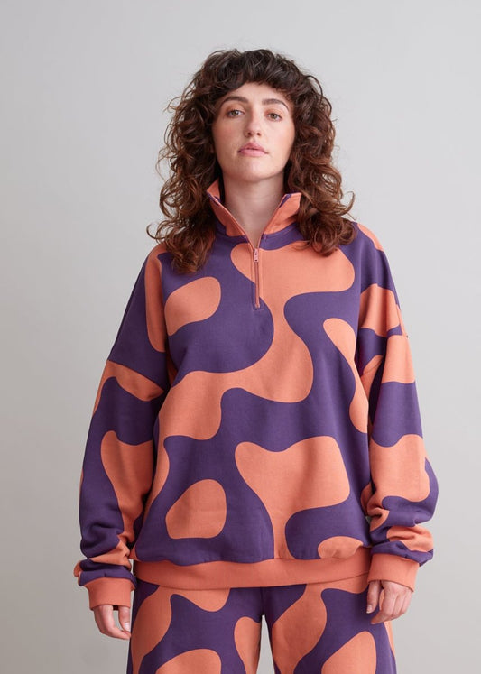 Sweat col zippé en coton bio | multicolore "swirl sweatpants""