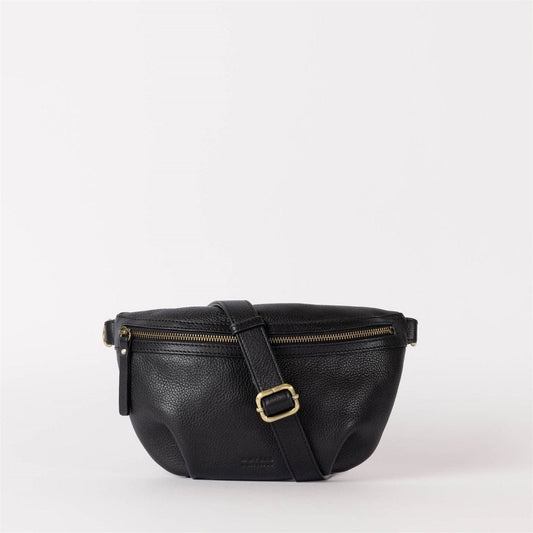 Banane en cuir certifié | Noir "milo black soft grain"