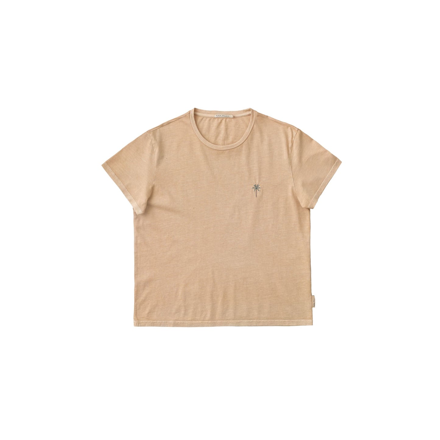 T-shirt beige brodé en coton bio - Lisa Palm Tree Faded Sun