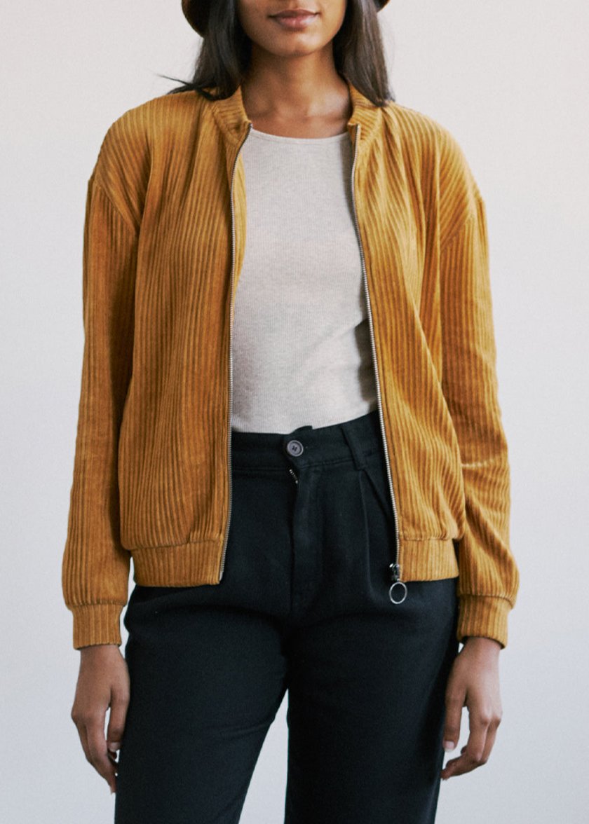 Veste en coton bio et matière recyclée | marron "fram zip sweatshirt golden brown"