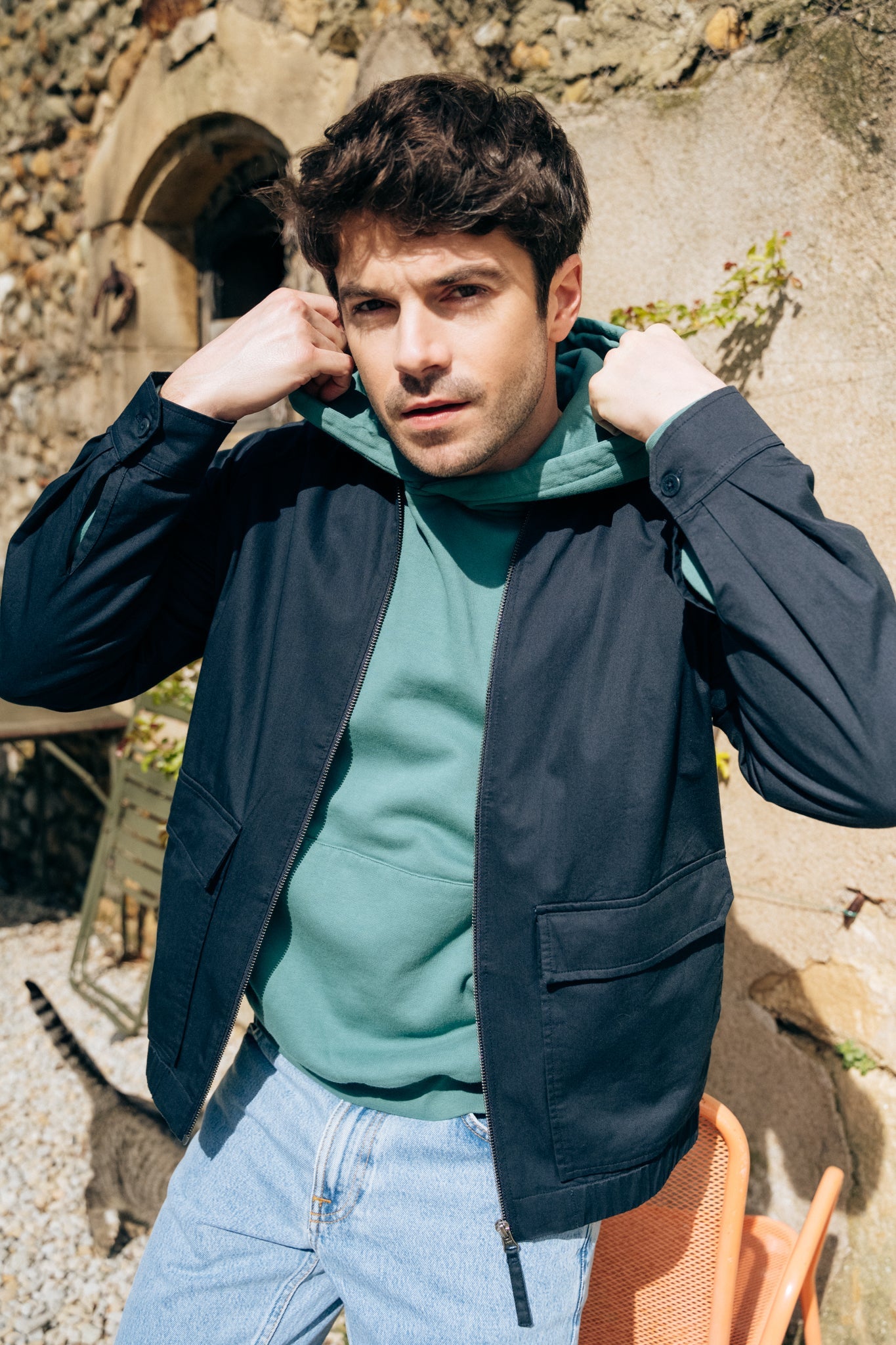 Veste zippée en coton bio | Marine "navy dragonfly jacket"