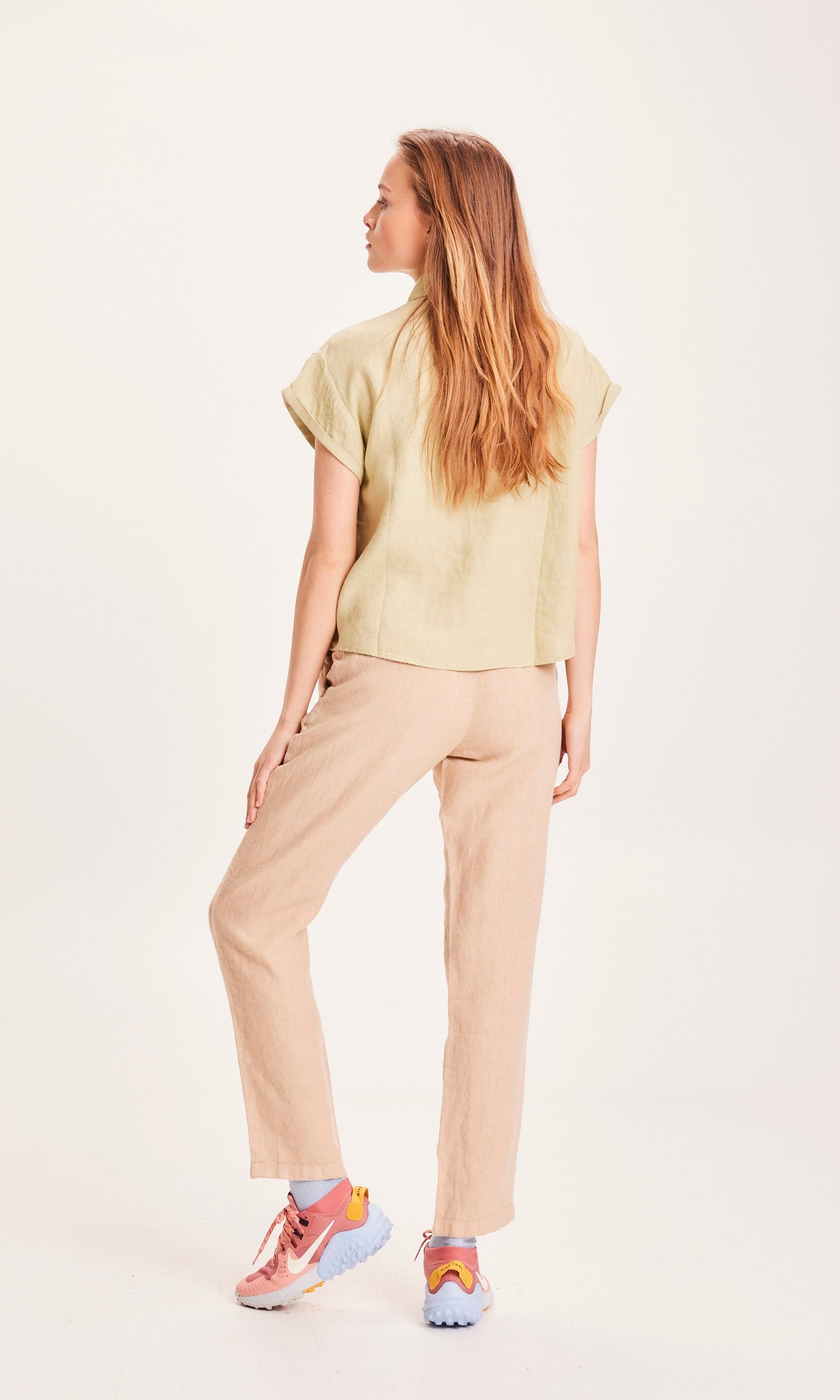 Pantalon beige ample en lin bio - SENNA loose pants safari