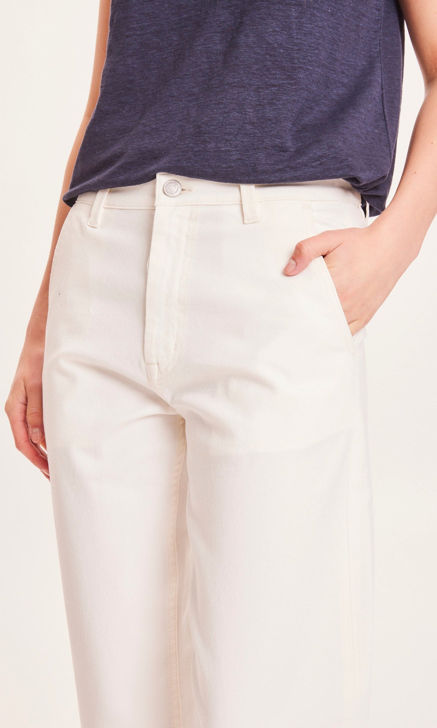 Pantalon droit blanc en coton bio - Calla star white