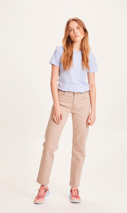 Pantalon droit beige twill de coton bio et teinture naturelle - STELLA Straight Twill Pants incense