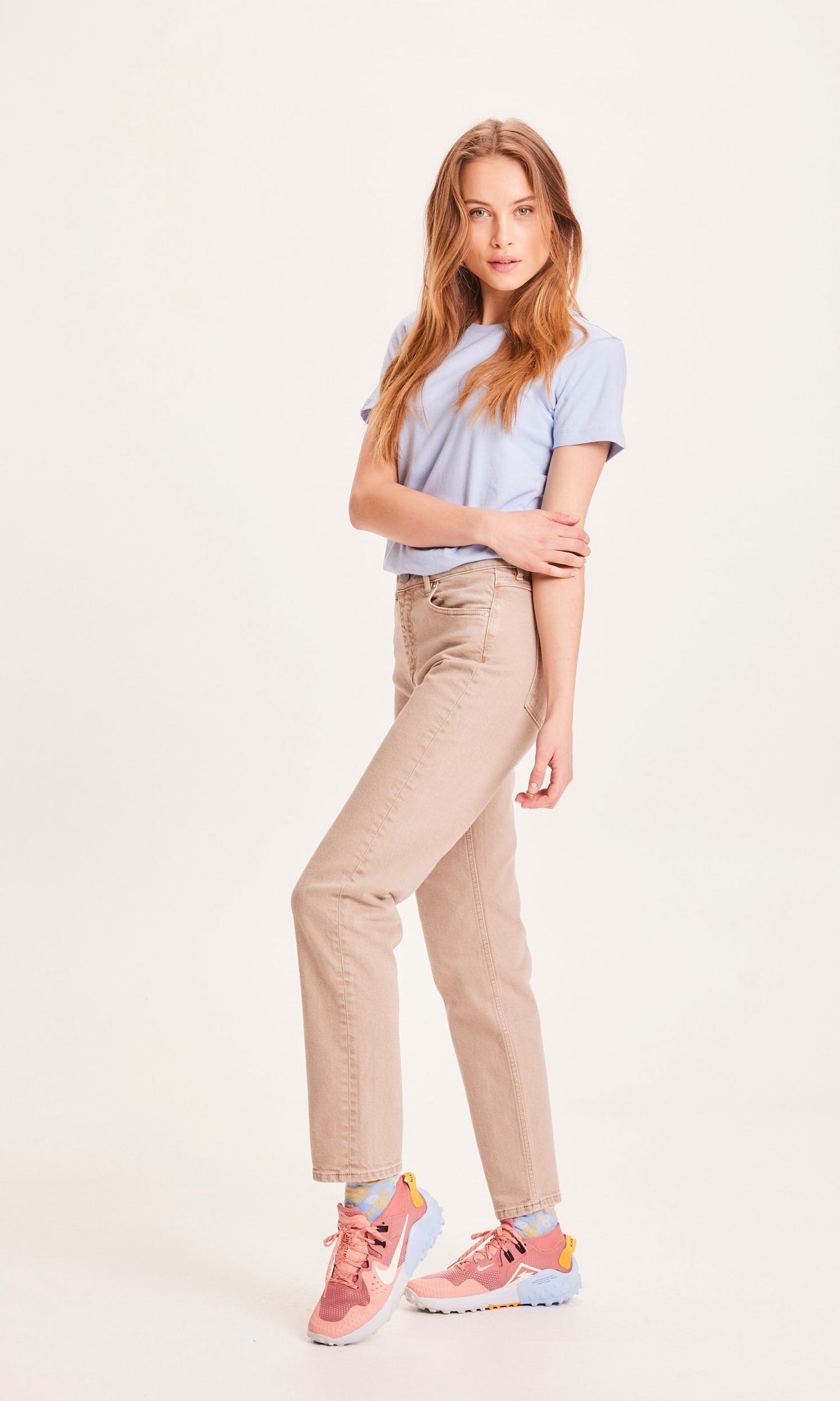 Pantalon droit beige twill de coton bio et teinture naturelle - STELLA Straight Twill Pants incense