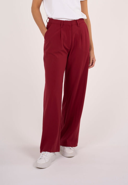 Pantalon à pinces ample rouge en coton bio - posey loose pant rhubarb