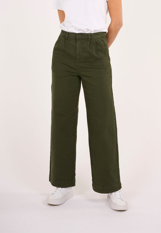 Pantalon ample kaki twill en coton bio - twill pants forrest night