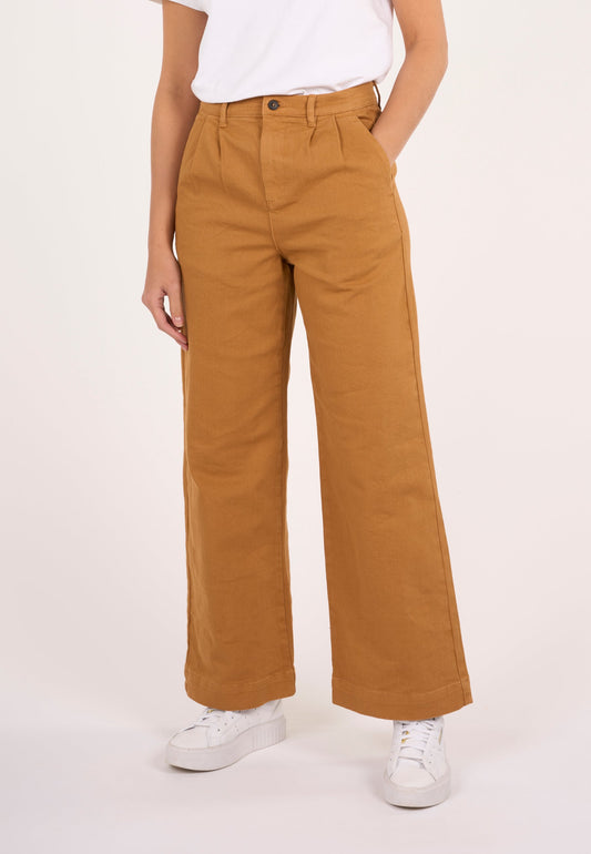 Pantalon ample camel twill en coton bio - twill pants brown sugar