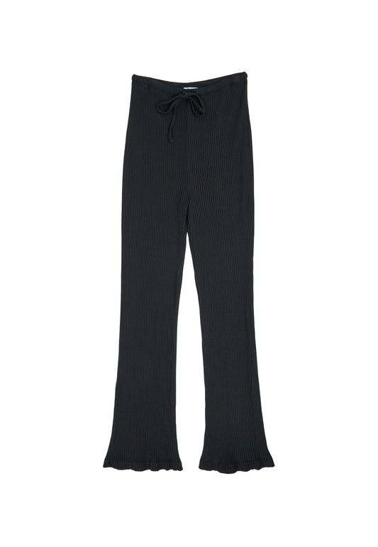 Pantalon fluide flare noir en coton bio et modal - flared lenzing™ pants  black jet