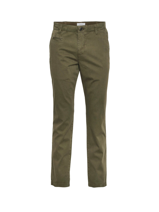 Chino droit vert en coton bio - chuck regular stretched chino pant forrest night