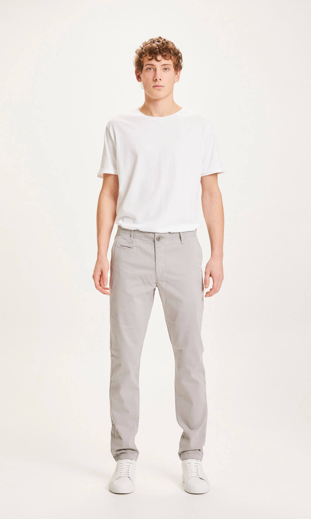 Chino slim gris clair en coton bio - Joe