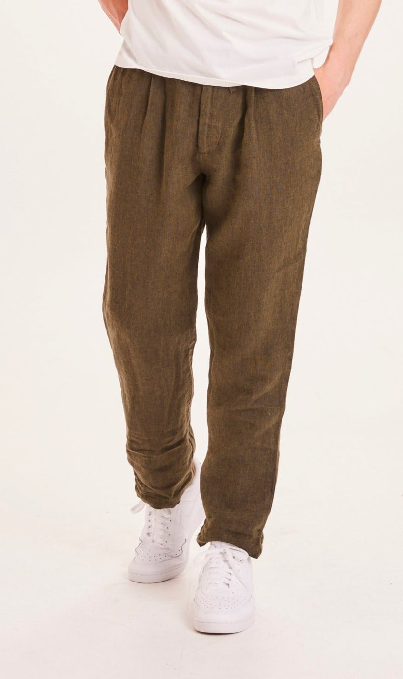 Pantalon vert forêt en lin - Fig loose forrest night