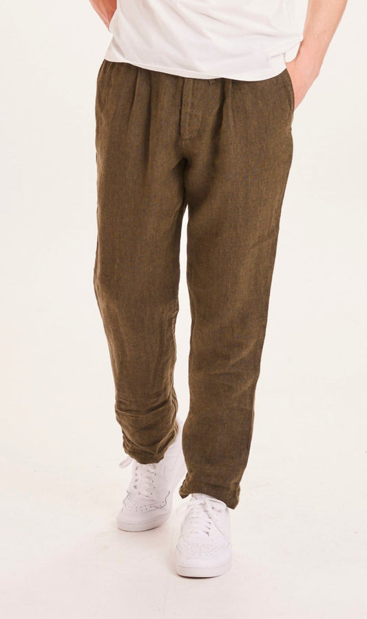 Pantalon vert forêt en lin - Fig loose forrest night