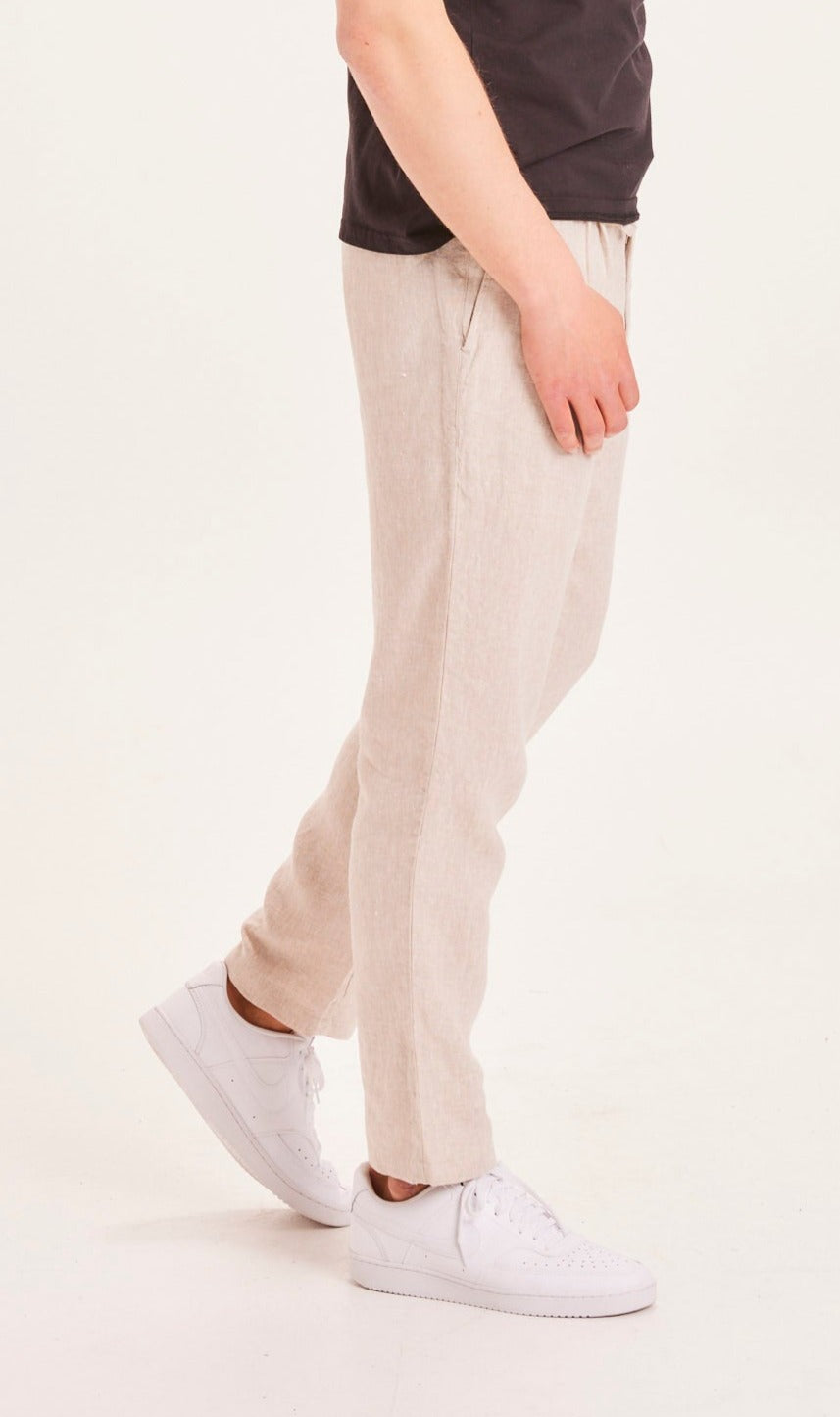 Pantalon ample beige en lin bio - Fig loose light feather gray